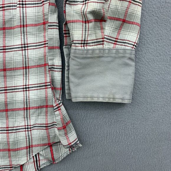 Wrangler Mens Western Shirt Large Gray‎ Pearl Snap Canvas Plaid - Picture 9 of 15